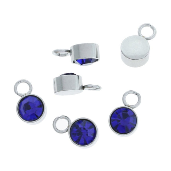 2 September Birthstone Silver Tone Stainless Steel Charms - DBD686