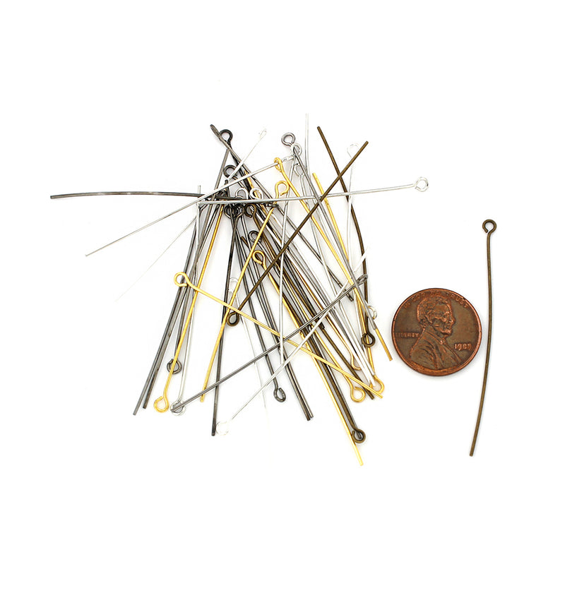 Assorted Tone Eye Pins - 50mm - 100 Pieces - PIN71