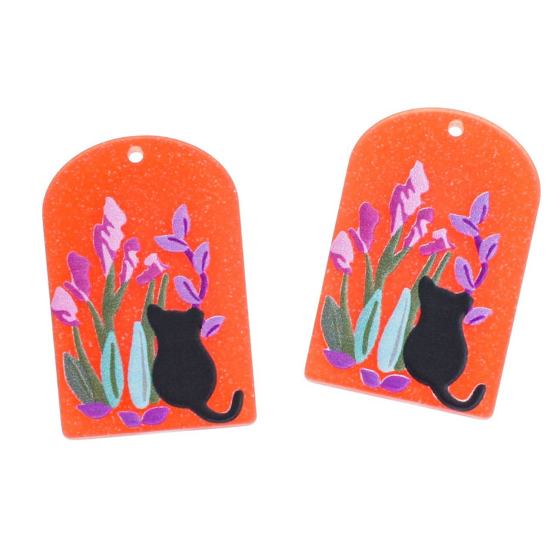 Floral Cat Acrylic Charm - K047