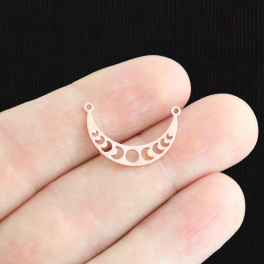 Moon Phases Croissant de Lune Connecteur Or Rose Breloque en Acier Inoxydable 2 Faces - SSP519
