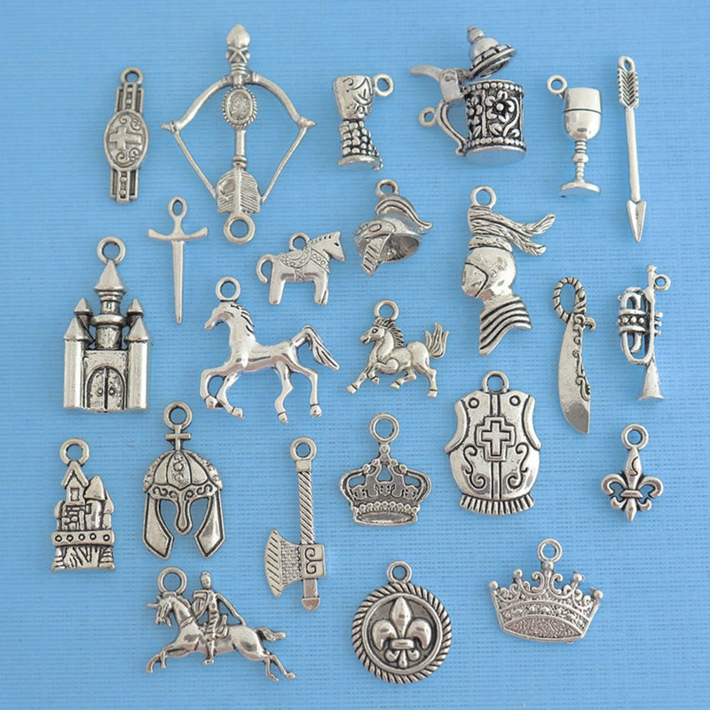 Deluxe Medieval Charm Collection Antique Silver Tone 25 breloques différentes - COL294