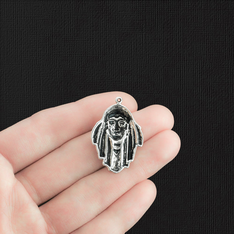 4 Native American Maiden Antique Silver Tone Charms - SC910