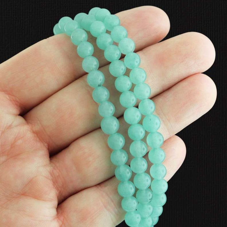 Round Natural Amazonite Beads 6mm - Sea Green - 1 Strand 65 Beads - BD090