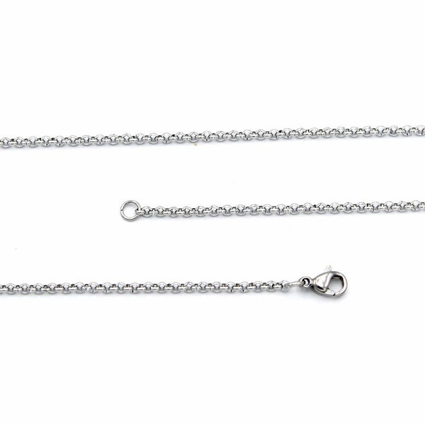Stainless Steel Rolo Chain Necklace 16" - 2mm - 10 Necklaces - N690