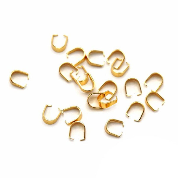 Gold Stainless Steel Pinch Bail - 8mm x 7mm - 10 Pieces - FD956