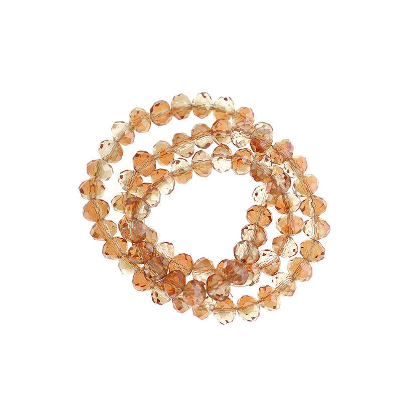 Faceted Glass Beads 8mm x 5mm - Electroplated Rose Gold - 1 Strand 70 Beads - BD1641