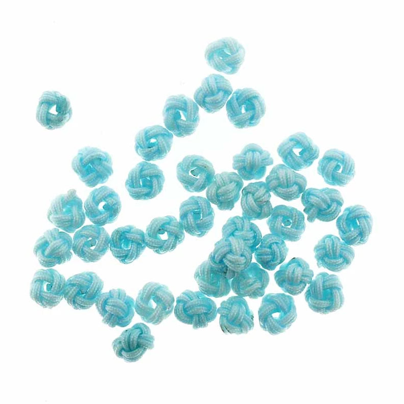 SALE Round Polyester Knot Beads 5mm x 6mm - Sky Blue - 20 Beads - BD417