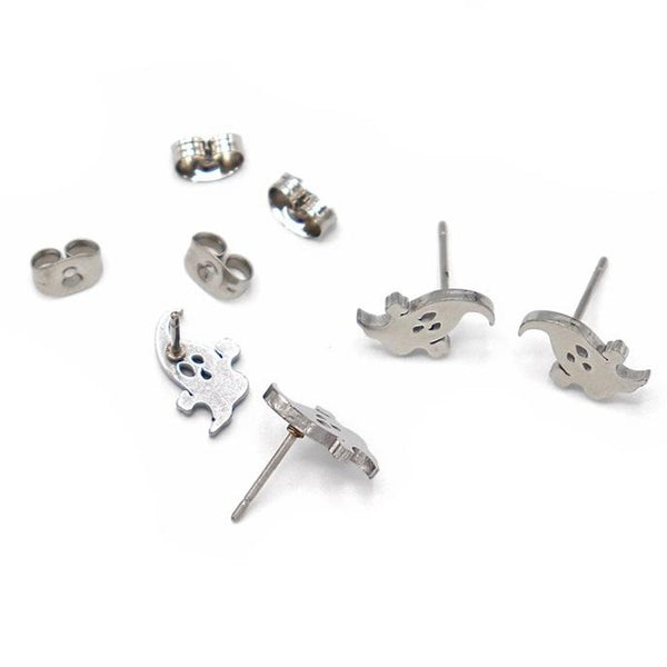 Stainless Steel Earrings - Ghost Studs - 10mm x 7mm - 2 Pieces 1 Pair - ER356