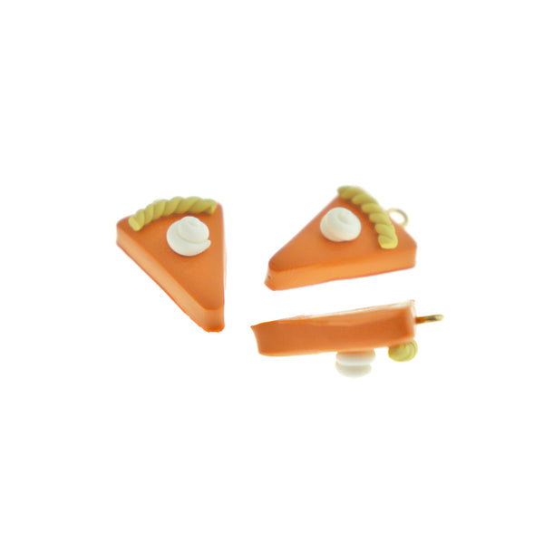2 Pumpkin Pie Slice Polymer Clay Charms - K201