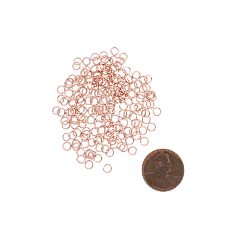 Anneaux de jonction couleur or rose 4 mm x 0,7 mm - Calibre 21 ouvert - 1000 anneaux - J262