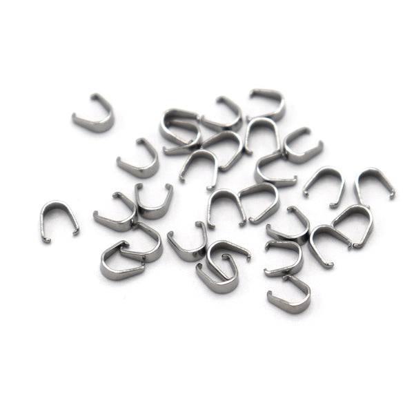 Stainless Steel Pinch Bail - 5.5mm x 5.5mm - 20 Pieces - FD957