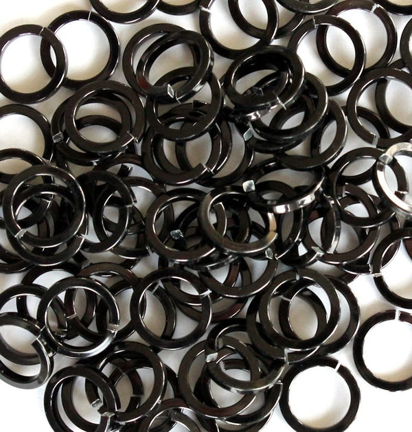 Anneaux noirs 11 mm x 1,6 mm - Calibre 14 ouvert - 100 anneaux - MT025