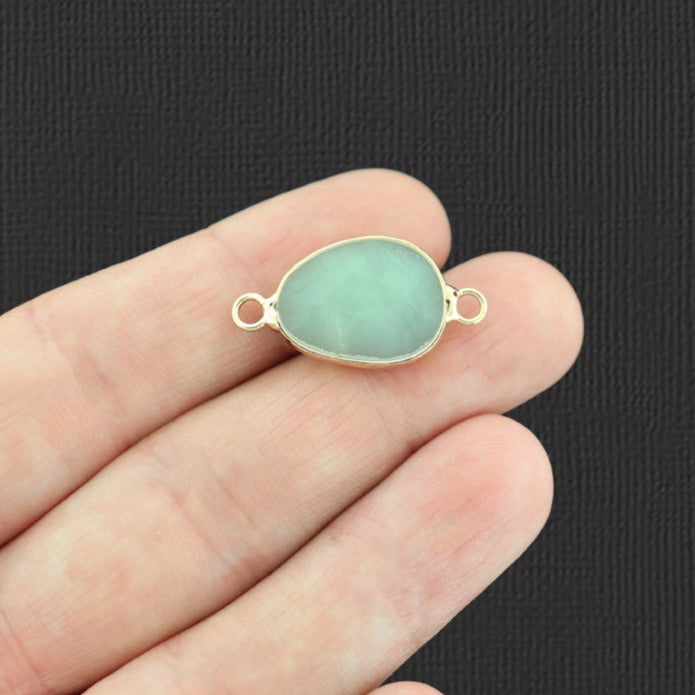 Natural Amazonite Faceted Oval Connector 2 Sided - GEM025
