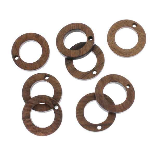 2 Open Round Natural Wood Charms 18mm - WP234
