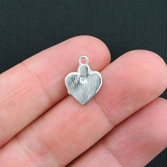 5 Hands Heart Antique Silver Tone Charms with Inset Rhinestones - SC3454