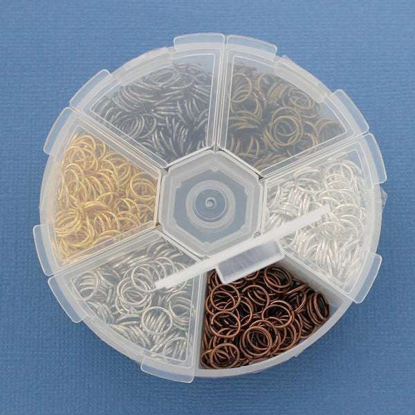 7mm Jump Rings with Six Assorted Finishes in Handy Storage Box - STARTER12
