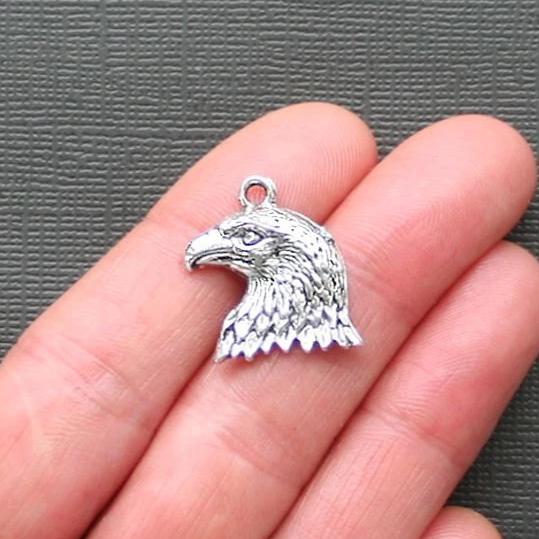 6 Eagle Antique Silver Tone Charms - SC2371