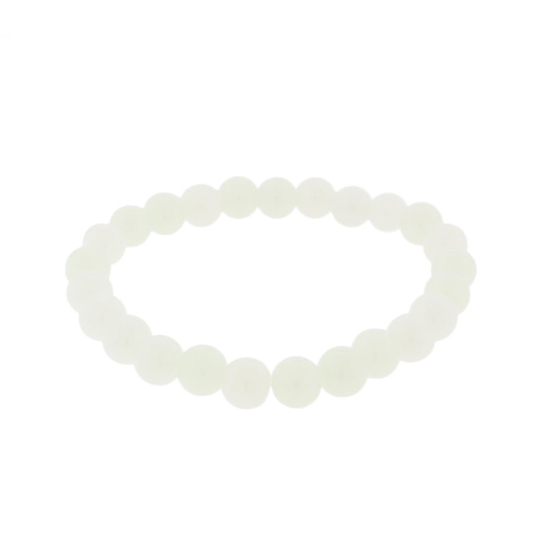 Imitation Jade Bead Bracelet - 50mm - White - 1 Bracelet - BB038