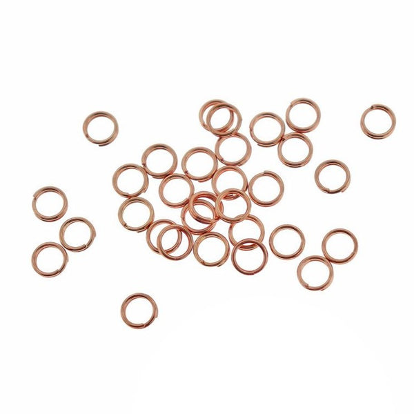 Anneaux fendus en acier inoxydable or rose 5 mm x 1 mm - Calibre 18 ouvert - 50 anneaux - SS102