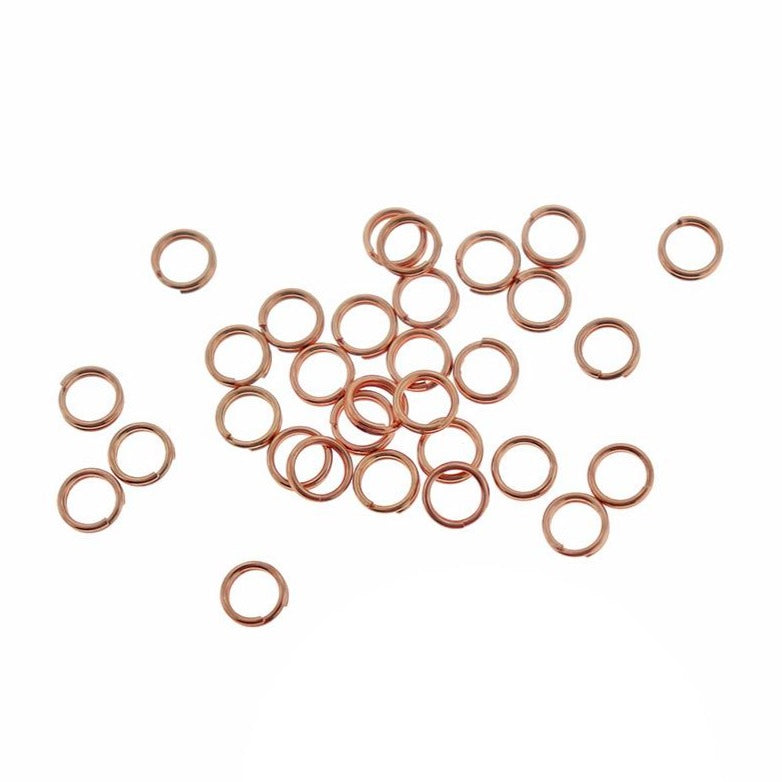 Anneaux fendus en acier inoxydable or rose 5 mm x 1 mm - Calibre 18 ouvert - 10 anneaux - SS102