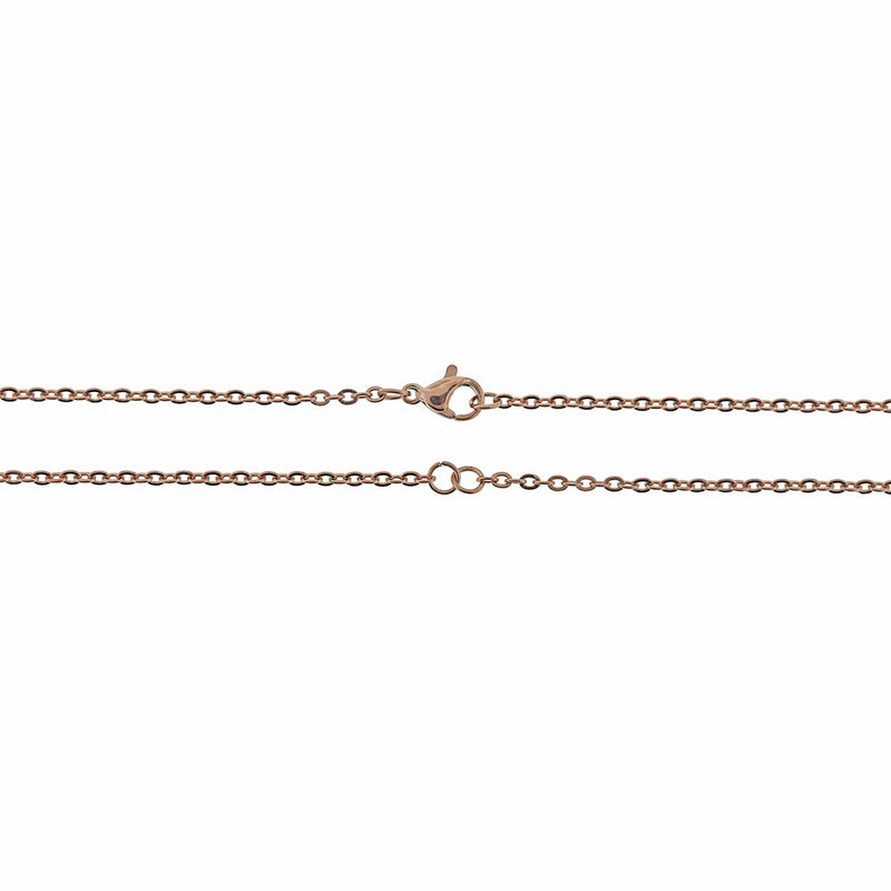 Rose Gold Stainless Steel Cable Chain Connector Necklaces 18" - 2mm - 10 Necklaces - N633