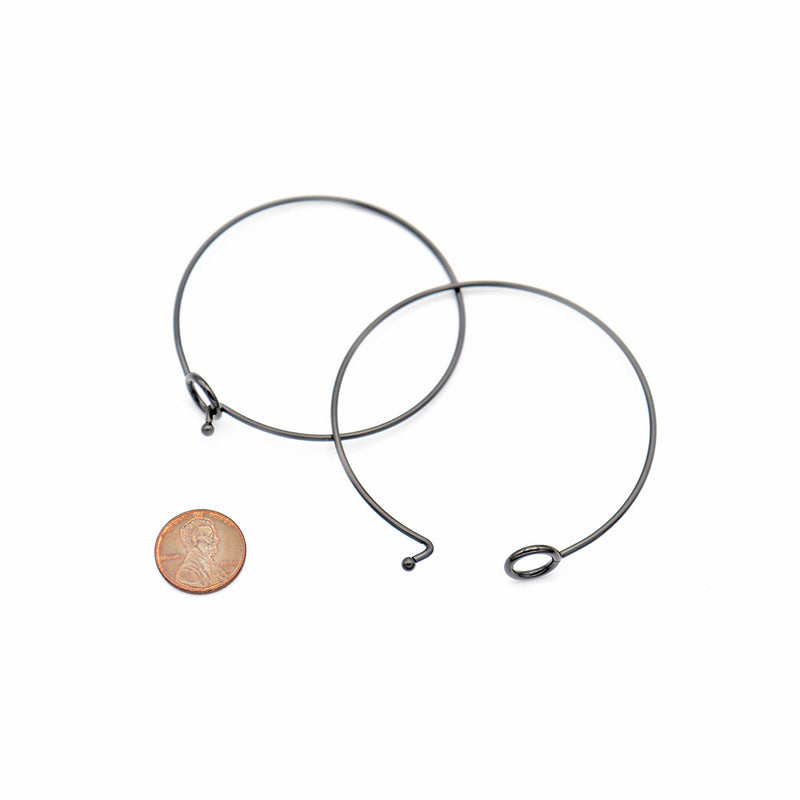 Bracelet à crochet en acier inoxydable noir bronze 60 mm ID - 1,7 mm - 1 bracelet - N679