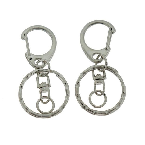 Porte-clés argentés avec connecteurs pivotants - 50 mm x 25 mm - 5 pièces - Z1408
