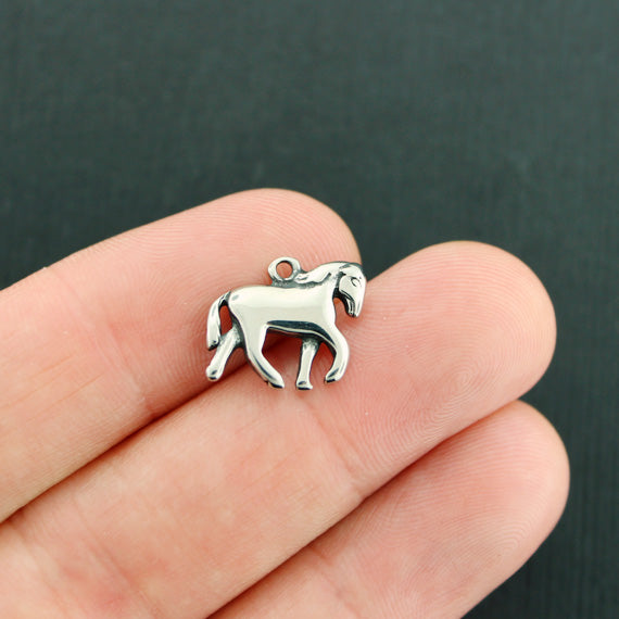 Horse Silver Tone Stainless Steel Charms 2 Sided - MT725