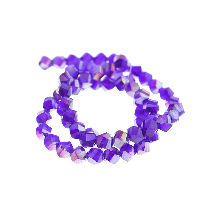 Faceted Glass Beads 8mm - Electroplated Royal Purple - 1 Strand 72 Beads - BD1524