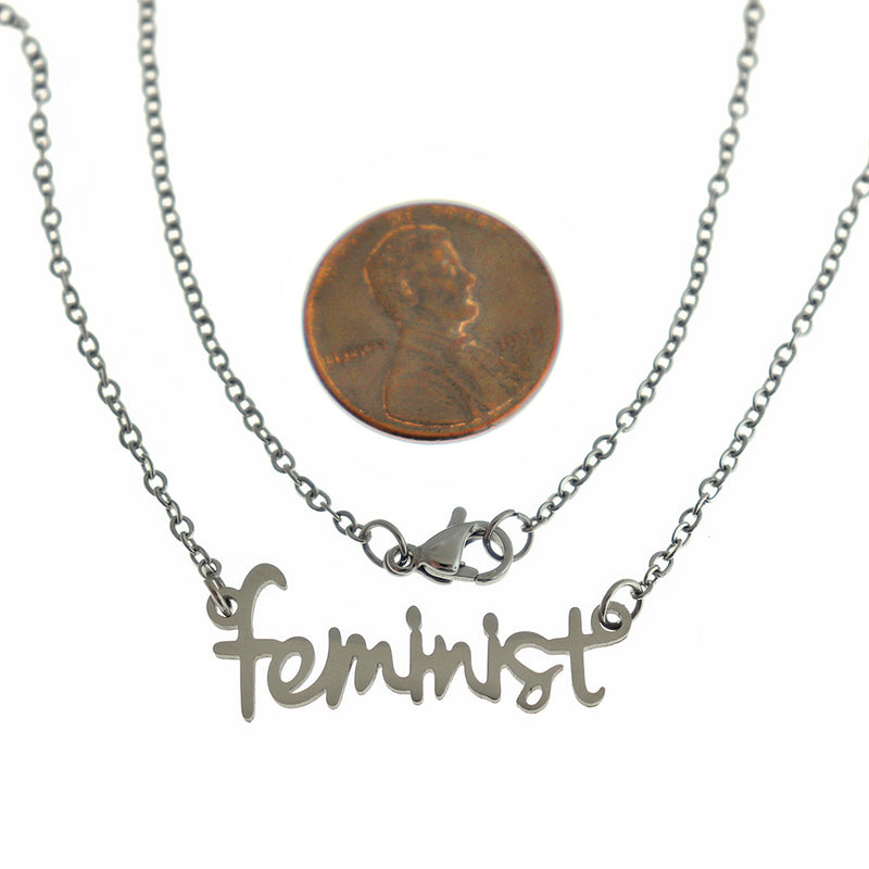 Feminist Stainless Steel Cable Chain Necklace 18" - 1mm - 1 Necklace - Z134