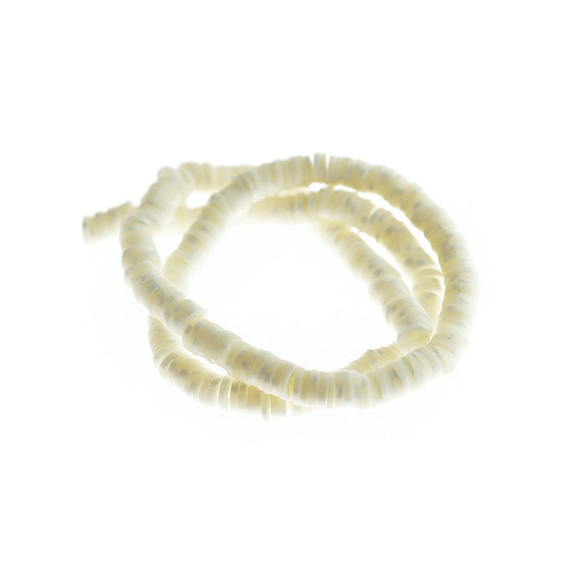 Heishi Polymer Clay Beads 6mm x 1mm - White - 1 Strand 330 Beads - BD1017