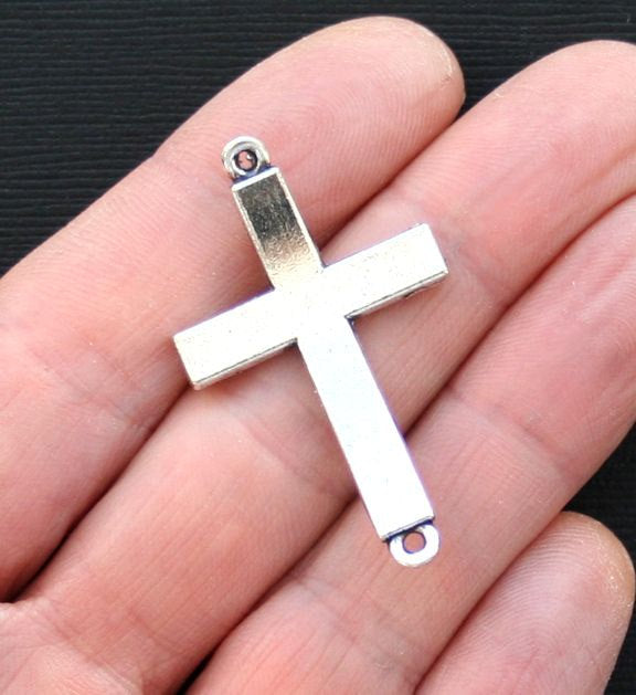 4 Cross Connector Antique Silver Tone Charms - SC3173