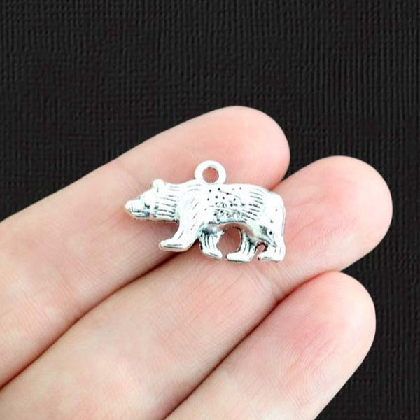 4 Bear Antique Silver Tone Charms 2 Sided - SC039