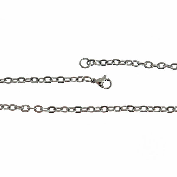 Colliers de chaîne de câble de ton argent 18" - 3mm - 5 colliers - N425