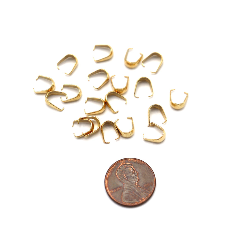 Gold Stainless Steel Pinch Bail - 8mm x 7.5mm - 6 Pieces - FD899
