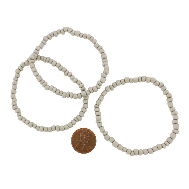 Seed Glass Bead Bracelets - 65mm - Grey - 5 Bracelets - BB105