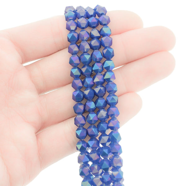 Perles de Verre à Facettes 5mm - Violet Galvanisé - 1 Rang 97 Perles - BD728