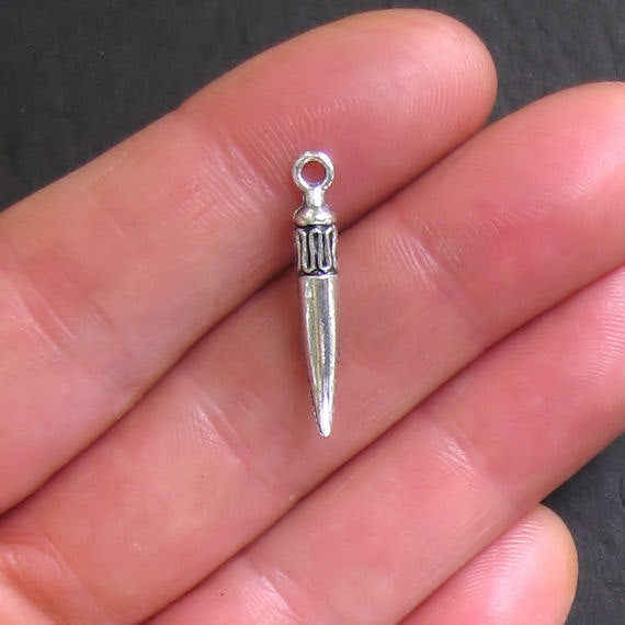 8 Tusk Antique Silver Tone Charms 3D - SC126