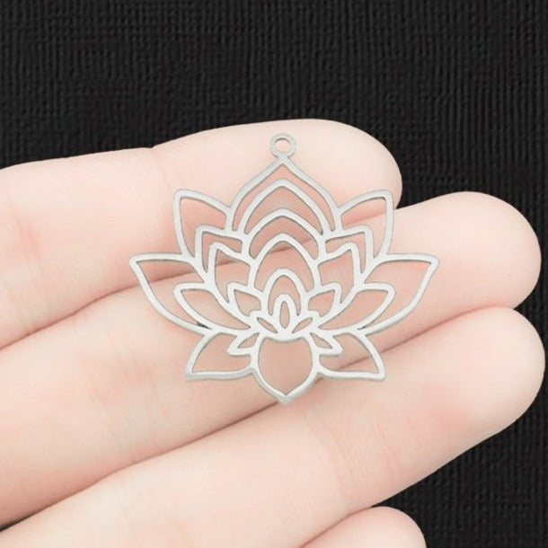 Lotus Stainless Steel Charm 2 Sided - SSP547