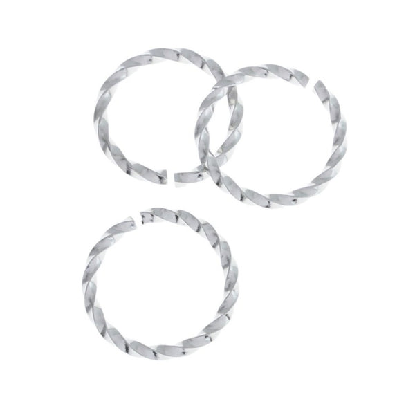 Anneaux de saut en acier inoxydable 15 mm x 1,5 mm - Texture tressée de calibre 15 ouvert - 10 anneaux - J111