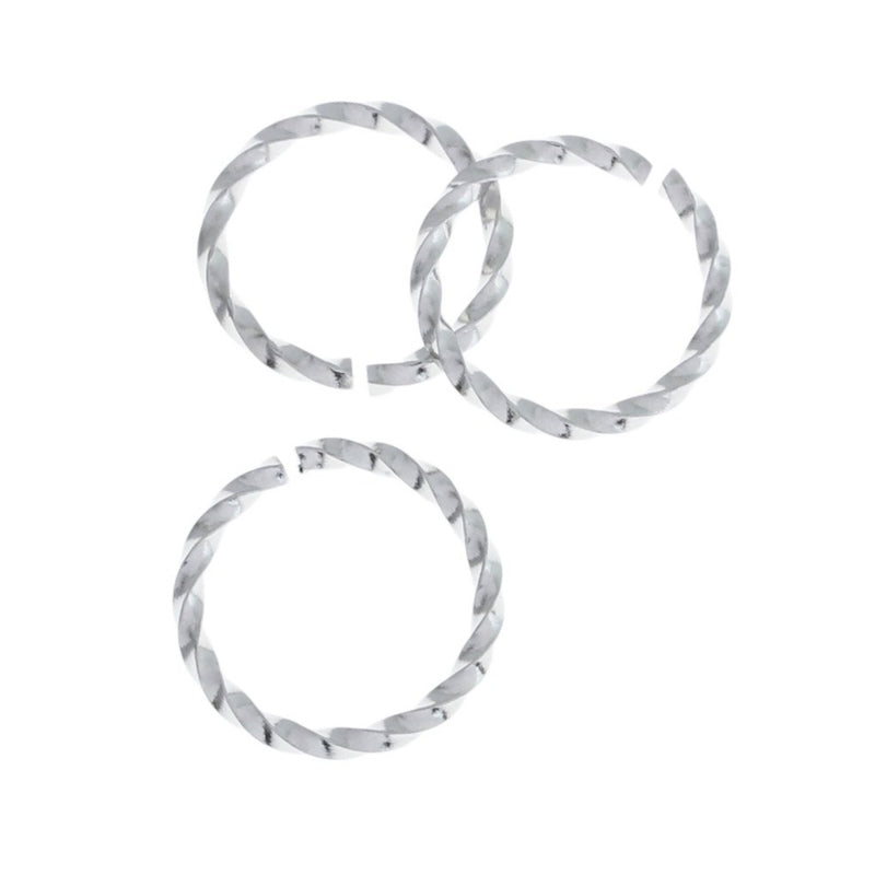 Anneaux de saut en acier inoxydable 15 mm x 1,5 mm - Texture tressée de calibre 15 ouvert - 10 anneaux - J111