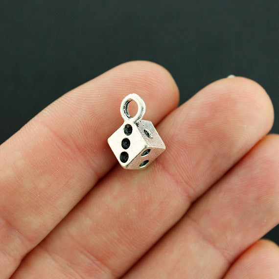 5 Dice Antique Silver Tone Charms 3D - SC1406