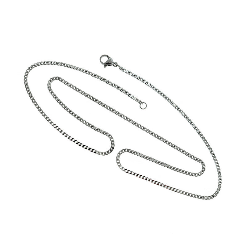 Stainless Steel Curb Chain Necklace 19.5"- 1.5mm - 10 Necklaces - N612