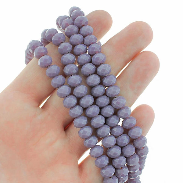 Faceted Glass Beads 8mm x 6mm - Orchid Purple - 1 Strand 70 Beads - BD498