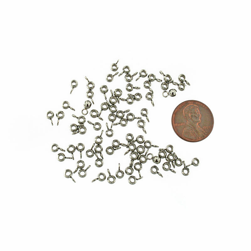 Perles de bélière en acier inoxydable 7 mm x 3,5 mm - ton argent - 10 perles - FD896
