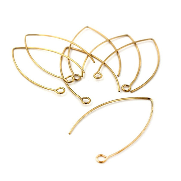 Gold Stainless Steel Earring Wires - Threader With Loop - 41mm - 2 Pieces 1 Pair - FD723