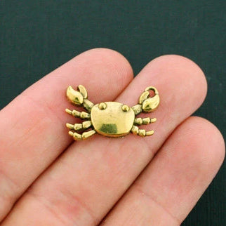 5 Crab Antique Gold Tone Charms - GC881