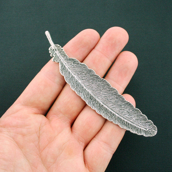 Feather Antique Silver Tone Charm - SC6106