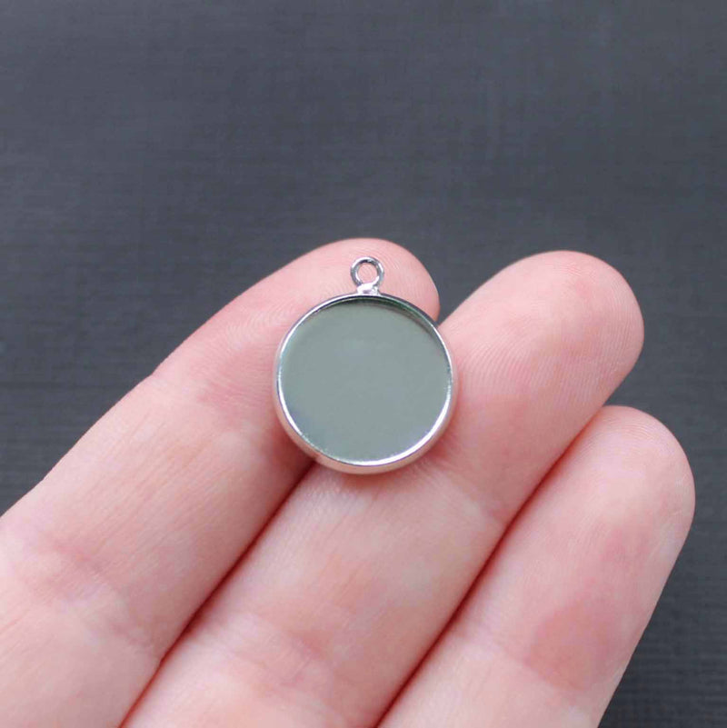 Silver Tone Cabochon Settings - 14mm Tray - 6 Pieces - M003A
