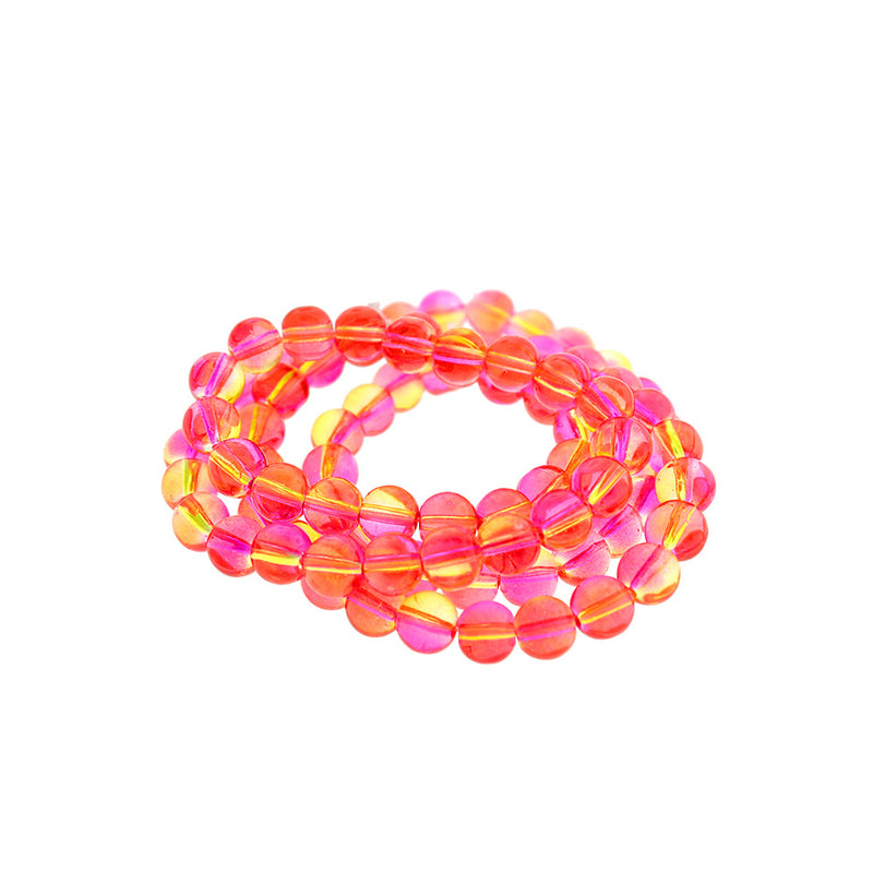 Perles de Verre Rondes 8mm - Sunset Pink Ombre - 1 Rang 55 Perles - BD514